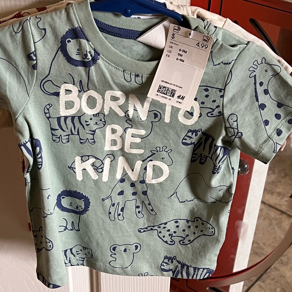 H&M Green Short Sleeve Tee Born to Be Kind